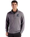 Miami Marlins Cutter & Buck Forge Epic Confidence Recycled Double Stripe Mens Quarter Zip Black/White Front Thumbnail Image