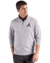 Atlanta Braves Cutter & Buck Forge Epic Confidence Recycled Double Stripe Mens Quarter Zip Polished/White Front Thumbnail Image