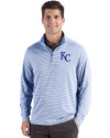 Kansas City Royals Cutter & Buck Forge Epic Confidence Recycled Double Stripe Mens Quarter Zip Atlas/White Front Thumbnail Image