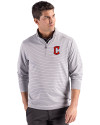 Cleveland Guardians - Cutter & Buck Forge Epic Confidence Recycled Double Stripe Mens Quarter Zip Polished/White Front Thumbnail Image