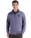 Tampa Bay Rays Cutter & Buck Forge Epic Confidence Recycled Double Stripe Mens Quarter Zip Navy Blue/White Front Thumbnail Image
