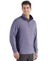 Cleveland Guardians Cutter & Buck Forge Epic Confidence Recycled Double Stripe Mens Quarter Zip Navy Blue/White Side Thumbnail Image