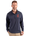 Cleveland Guardians - Cutter & Buck Forge Epic Confidence Recycled Mens Big & Tall Quarter Zip Dark Navy Blue Heather Front Thumbnail Image