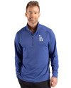 Los Angeles Dodgers Cutter & Buck Forge Epic Confidence Recycled Mens Quarter Zip Tour Blue Heather Front Thumbnail Image