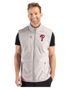 Philadelphia Phillies Cutter & Buck Hunts Point Epic Comfort Recycled Mens Fleece Vest Polished Medium Gray Front Thumbnail Image