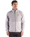 Pittsburgh Pirates Cutter & Buck Hunts Point Epic Comfort Recycled Fleece Mens Hybrid Jacket Polished Medium Gray Front Thumbnail Image
