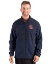St. Louis Cardinals Cutter & Buck Hunts Point Epic Comfort Recycled Fleece Mens Hybrid Jacket Navy Blue Front Thumbnail Image