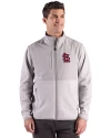 St. Louis Cardinals Cutter & Buck Hunts Point Epic Comfort Recycled Fleece Mens Hybrid Jacket Polished Medium Gray Front Thumbnail Image