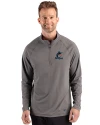 Miami Marlins Cutter & Buck Prospect Epic Confidence Recycled Textured Stretch Mens Big & Tall Quarter Zip Elemental Grey Front Thumbnail Image