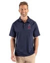 Los Angeles Angels Cutter & Buck Prospect Epic Confidence Recycled Textured Stretch Mens Big & Tall Sport Polo Navy Blue Front Thumbnail Image