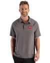 Cincinnati Reds Cutter & Buck Prospect Epic Confidence Recycled Textured Stretch Mens Big & Tall Sport Polo Elemental Grey Front Thumbnail Image