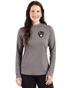 Milwaukee Brewers Cutter & Buck Prospect Epic Confidence Recycled Womens Hooded Pullover Elemental Grey Front Thumbnail Image