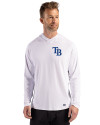 Tampa Bay Rays Cutter & Buck Prospect Epic Confidence Recycled Mens Hooded Pullover White Front Thumbnail Image