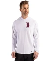 Boston Red Sox Cutter & Buck Prospect Epic Confidence Recycled Mens Hooded Pullover White Front Thumbnail Image
