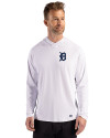 Detroit Tigers Cutter & Buck Prospect Epic Confidence Recycled Mens Hooded Pullover White Front Thumbnail Image