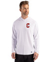 Cleveland Guardians - Cutter & Buck Prospect Epic Confidence Recycled Mens Hooded Pullover White Front Thumbnail Image