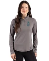 Seattle Mariners Cutter & Buck Prospect Epic Confidence Recycled Textured Stretch Womens Quarter Zip Elemental Grey Front Thumbnail Image