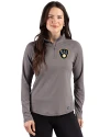 Milwaukee Brewers Cutter & Buck Prospect Epic Confidence Recycled Textured Stretch Womens Quarter Zip Elemental Grey Front Thumbnail Image