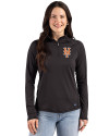 New York Mets Cutter & Buck Prospect Epic Confidence Recycled Textured Stretch Womens Quarter Zip Black Front Thumbnail Image