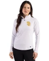 San Diego Padres Cutter & Buck Prospect Epic Confidence Recycled Textured Stretch Womens Quarter Zip White Front Thumbnail Image