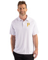 Pittsburgh Pirates Cutter & Buck Prospect Epic Confidence Recycled Textured Stretch Mens Sport Polo White Front Thumbnail Image