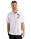 Boston Red Sox Cutter & Buck Prospect Epic Confidence Recycled Textured Stretch Mens Sport Polo White Front Thumbnail Image