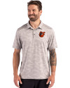View image 1: Baltimore Orioles Cooperstown Cutter & Buck Coastline Recycled Double Peached Camo Print Mens Polo CONCRETE Front