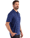 New York Yankees Cooperstown Cutter & Buck Coastline Epic Comfort Camo Print Recycled Mens Polo Tour Blue Side Thumbnail Image