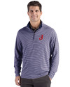 Cleveland Indians Cooperstown Cutter & Buck Forge Epic Confidence Recycled Double Stripe Mens Quarter Zip Navy Blue/White Front Thumbnail Image