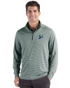Tampa Bay Rays Cooperstown Cutter & Buck Forge Epic Confidence Recycled Double Stripe Mens Quarter Zip Hunter/White Front Thumbnail Image