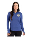 Milwaukee Brewers Cooperstown Cutter & Buck Forge Epic Confidence Recycled Womens Quarter Zip Tour Blue Heather Front Thumbnail Image