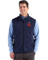 Boston Red Sox Cooperstown Cutter & Buck Hunts Point Epic Comfort Recycled Mens Fleece Vest Navy Blue Front Thumbnail Image
