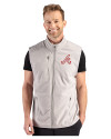 Atlanta Braves Cooperstown Cutter & Buck Hunts Point Epic Comfort Recycled Mens Fleece Vest Polished Medium Gray Front Thumbnail Image