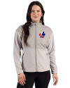 Montreal Expos Cooperstown Cutter & Buck Hunts Point Epic Comfort Recycled Fleece Womens Hybrid Jacket Polished Medium Gray Front Thumbnail Image