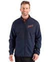 View image 1: Detroit Tigers Cooperstown Cutter & Buck Hunts Point Recycled Fleece Mens Hybrid Full Zip Jacket
 Navy Blue Front