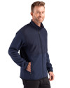 Chicago Cubs Cooperstown Cutter & Buck Hunts Point Epic Comfort Recycled Fleece Mens Hybrid Jacket Navy Blue Side Thumbnail Image