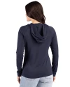 Washington Nationals Cooperstown Cutter & Buck Prospect Epic Confidence Recycled Womens Hooded Pullover Navy Blue Back Thumbnail Image