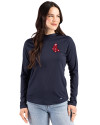 Boston Red Sox Cooperstown Cutter & Buck Prospect Epic Confidence Recycled Womens Hooded Pullover Navy Blue Front Thumbnail Image