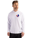 Montreal Expos Cooperstown Cutter & Buck Prospect Epic Confidence Recycled Mens Hooded Pullover White Front Thumbnail Image