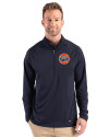 HoustonAstrosCooperstown- Cutter & Buck Prospect Epic Confidence Recycled Textured Stretch Mens Big & Tall Quarter Zip Navy Blue Front Thumbnail Image