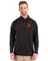 Baltimore Orioles Cooperstown Cutter & Buck Prospect Epic Confidence Recycled Textured Stretch Mens Quarter Zip Black Front Thumbnail Image