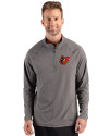Baltimore Orioles Cooperstown Cutter & Buck Prospect Epic Confidence Recycled Textured Stretch Mens Quarter Zip Elemental Grey Front Thumbnail Image