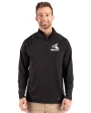 Chicago White Sox Cooperstown Cutter & Buck Prospect Epic Confidence Recycled Textured Stretch Mens Quarter Zip Black Front Thumbnail Image
