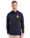 Seattle Mariners Cooperstown Cutter & Buck Prospect Epic Confidence Recycled Textured Stretch Mens Quarter Zip Navy Blue Front Thumbnail Image