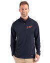 Detroit Tigers Cooperstown Cutter & Buck Prospect Epic Confidence Recycled Textured Stretch Mens Quarter Zip Navy Blue Front Thumbnail Image