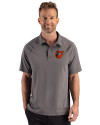 View image 4: Baltimore Orioles Cooperstown Cutter & Buck Prospect Recycled Featherlight Stretch Mens Big & Tall Sport Polo Elemental Grey Front