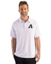 Arizona Diamondbacks Cooperstown Cutter & Buck Prospect Epic Confidence Recycled Textured Stretch Mens Sport Polo White Front Thumbnail Image