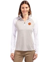 Clemson Tigers Cutter & Buck Forge Tonal Stripe Stretch Half Zip Womens Top White/Polished Front Thumbnail Image