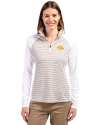 Iowa Hawkeyes Cutter & Buck Forge Tonal Stripe Stretch Half Zip Womens Top White/Polished Front Thumbnail Image