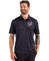 View image 4: Washington Nationals Stars & Stripes Cutter & Buck Coastline Recycled Double Peached Camo Print Mens Polo Navy Blue Front